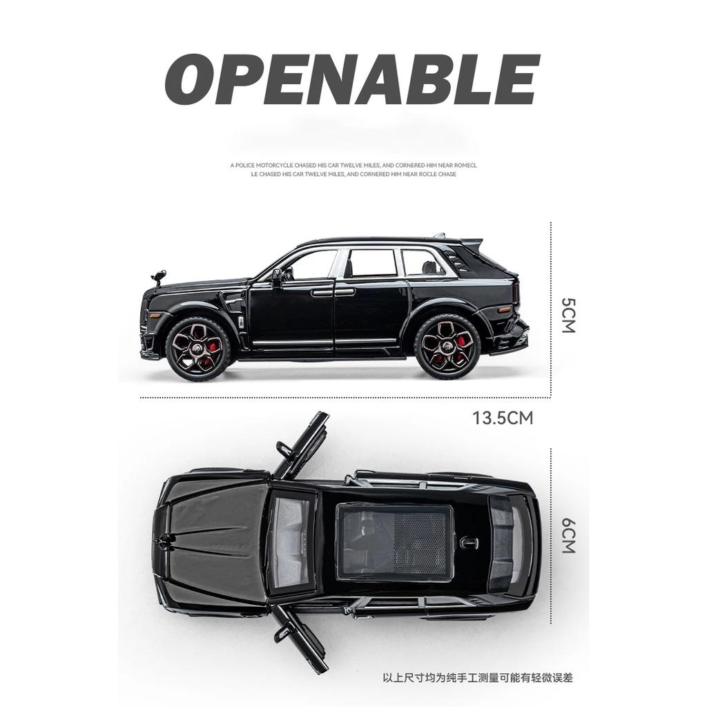 1/36 Rolls Royce Cullinan Alloy Car Model Simulation Diecast Metal Toy Vehicles Model Sound and Light Collection Children Gift