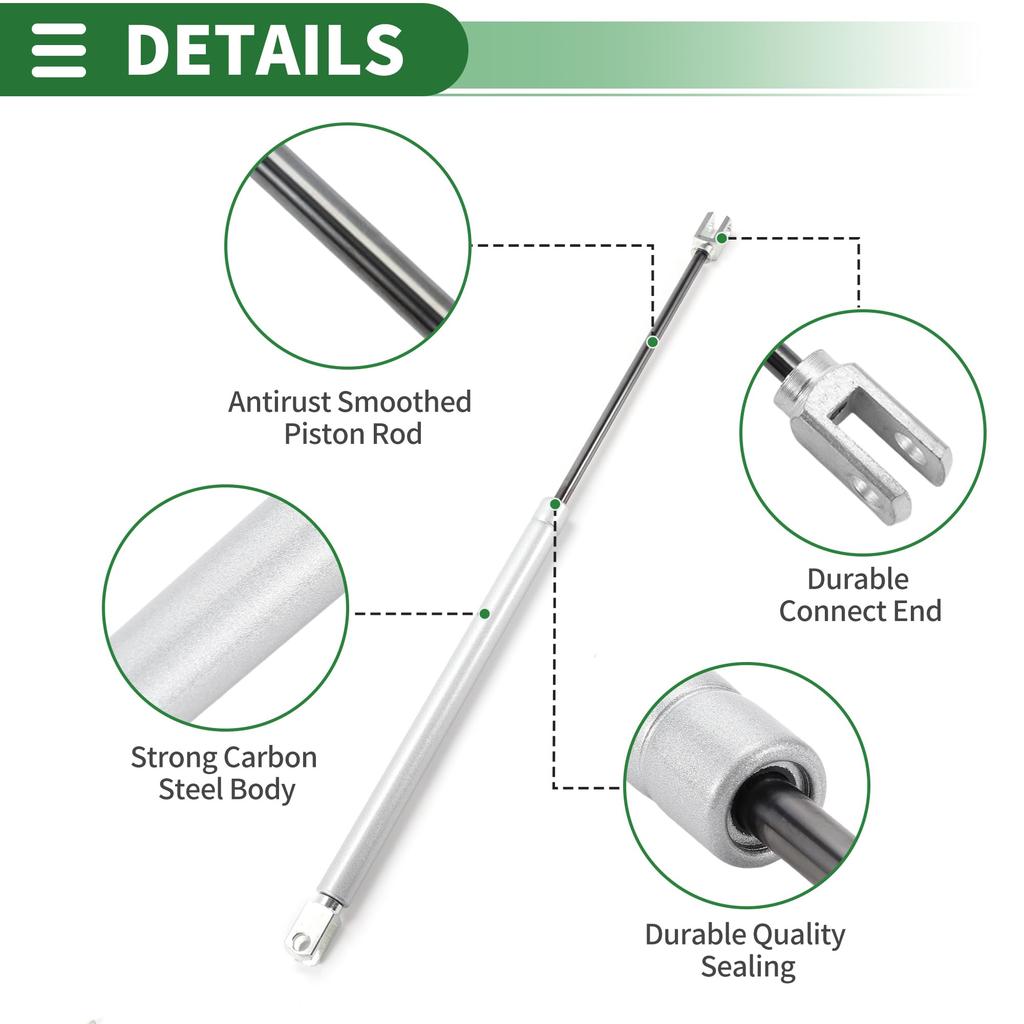 Motoforti Universal Lift Support Strut Gas Springs 20"/500mm 45Ib/200N/20kg Metal Silver Tone, 2-Piece Set