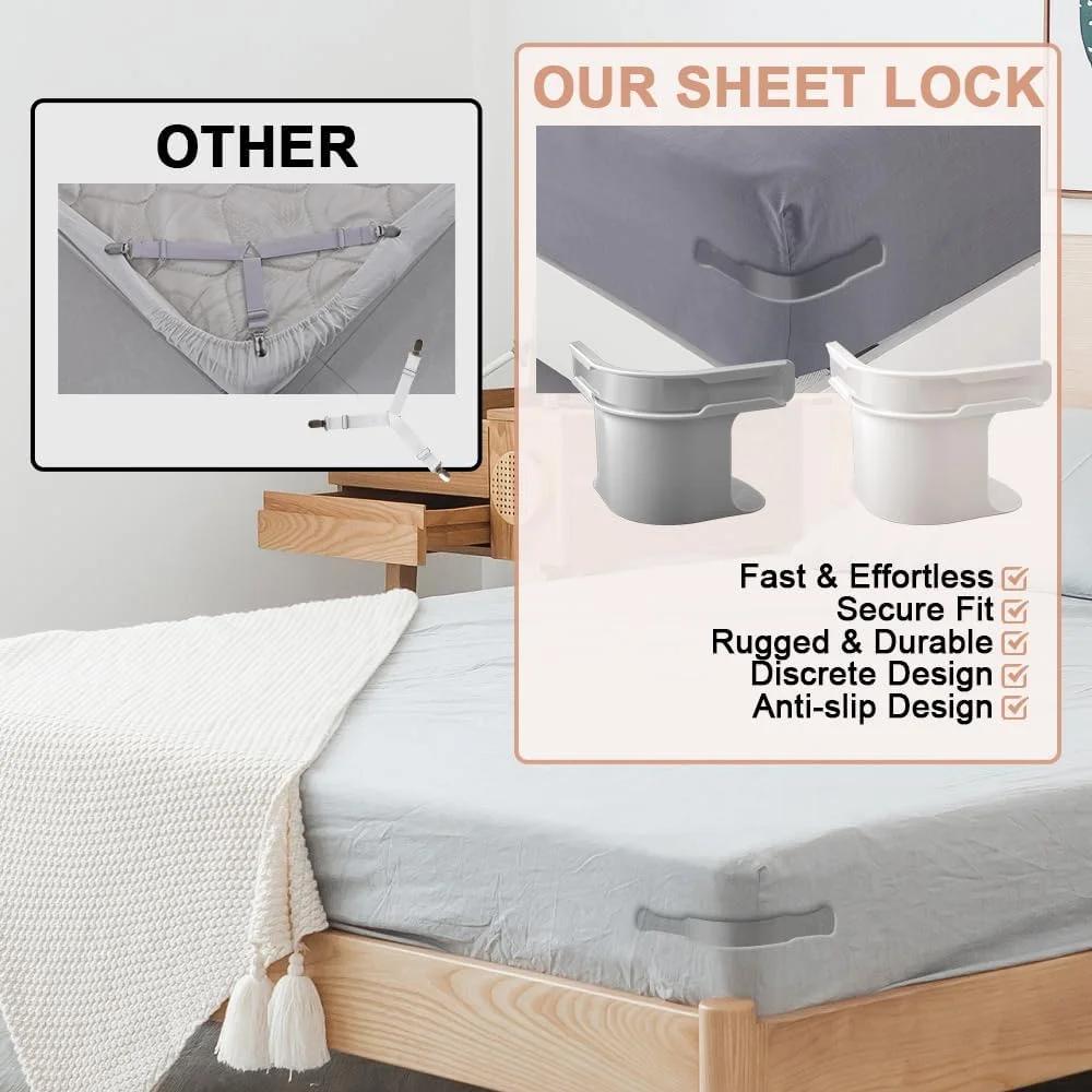 Lock Sheet Holders Set - 4 Pack Heavy Duty Bed Sheet Holder Corner Fitted Sheet Straps Fit All Mattress Size