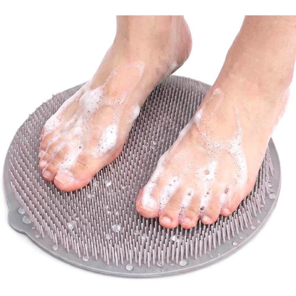 Shower Foot and Back Scrubber, New Silicone Mat with Hanging Hole Suction Cups Body Cleansing Shower Foot Scrubber Back Massager Pad for Men Women