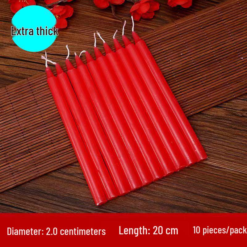 Red & White Long-Burning Smokeless Odorless Household Candles for Emergencies, Romance, Weddings, and Decor