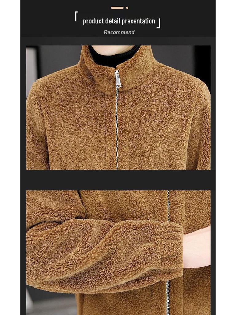 Men's 2025 Autumn/Winter Lambswool Leather Jacket: Stylish, Thick, and Warm