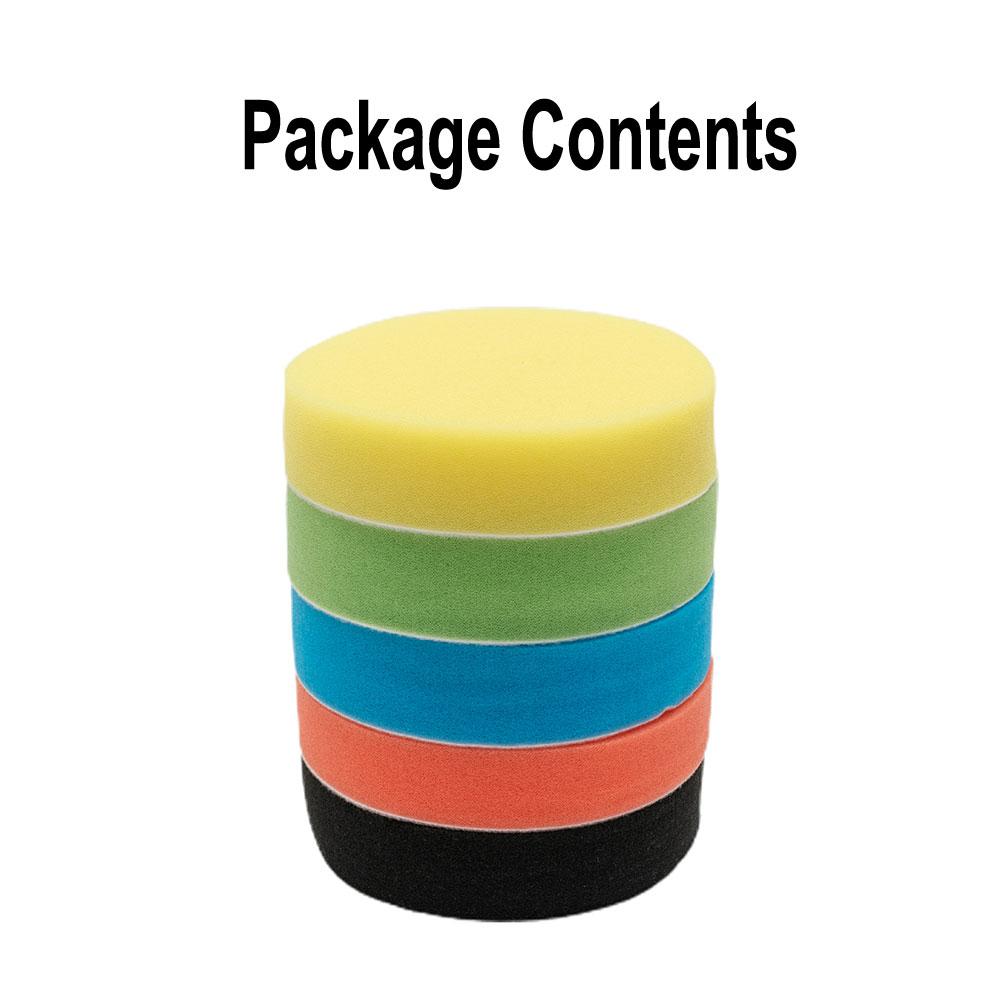 5pcs 5-inch Flat Sponge Buff Buffing For Pads Polishing Kit Car Polisher 125mm Fit For Glass Polishing, Fiberglass Polishing