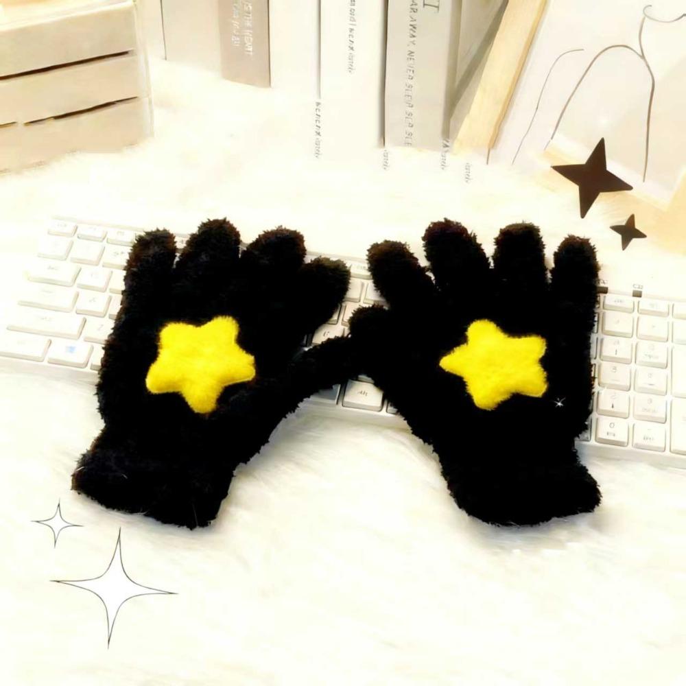 Cute Coral Velvet Gloves Cycling Winter Star Gloves Warmer Warm Gloves Women