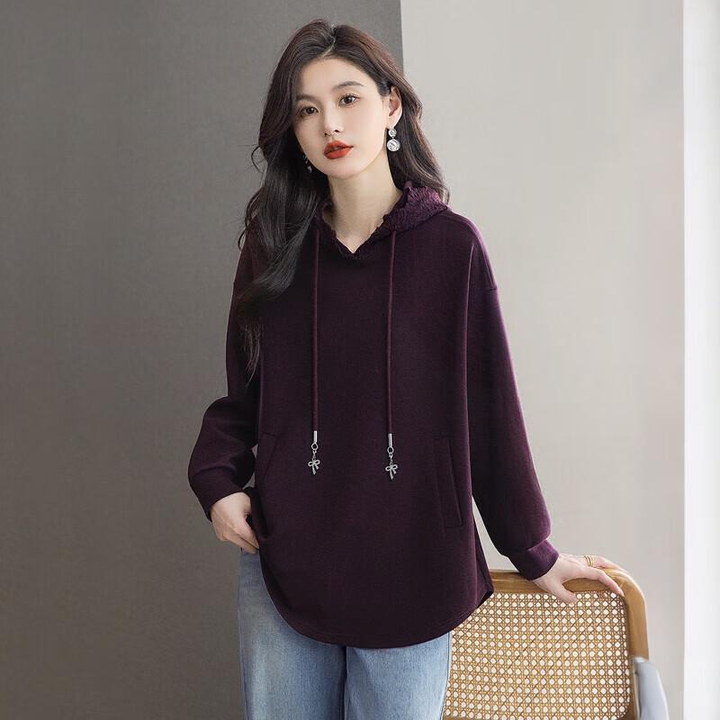 2025 Autumn Women's Lace Patchwork Hooded Sweatshirt