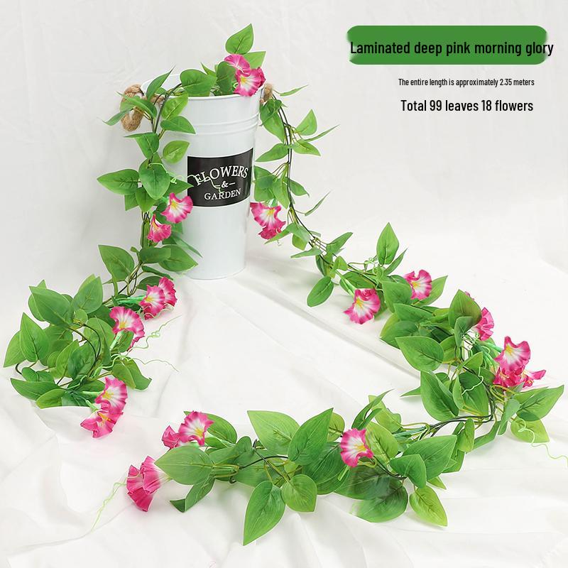 Artificial Rattan Morning Glory and Green Ivy Leaf Vine for Decoration