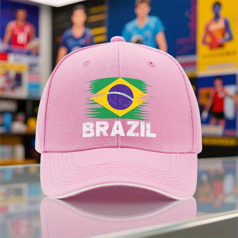 Brazil Flag Brush Stroke Baseball Cap Unisex Polyester Adjustable Outdoor Sports Cap