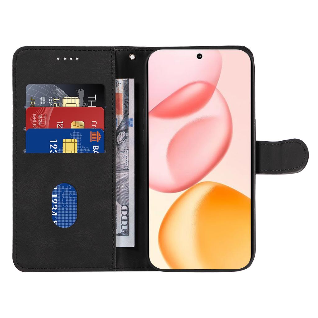 For Honor 400 5G (Global) Lommeboketui Skinn Telefondedeksel Stativ med Buet Linjedesign