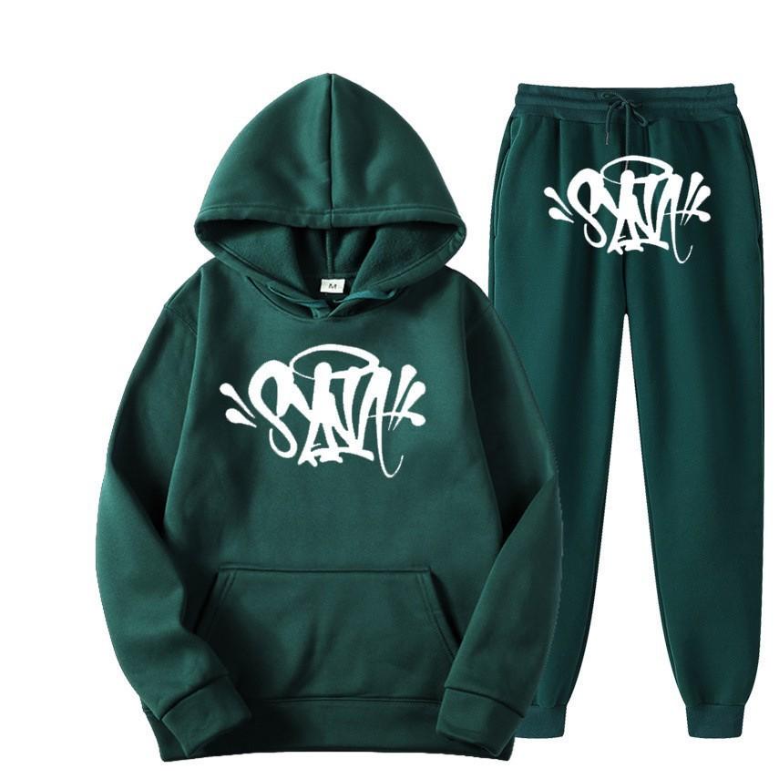SynaWord High Street Fashion Trendy Brand Suit Men's Ins Trend Hip Hop Hoodie Syna Print Sweater Suit