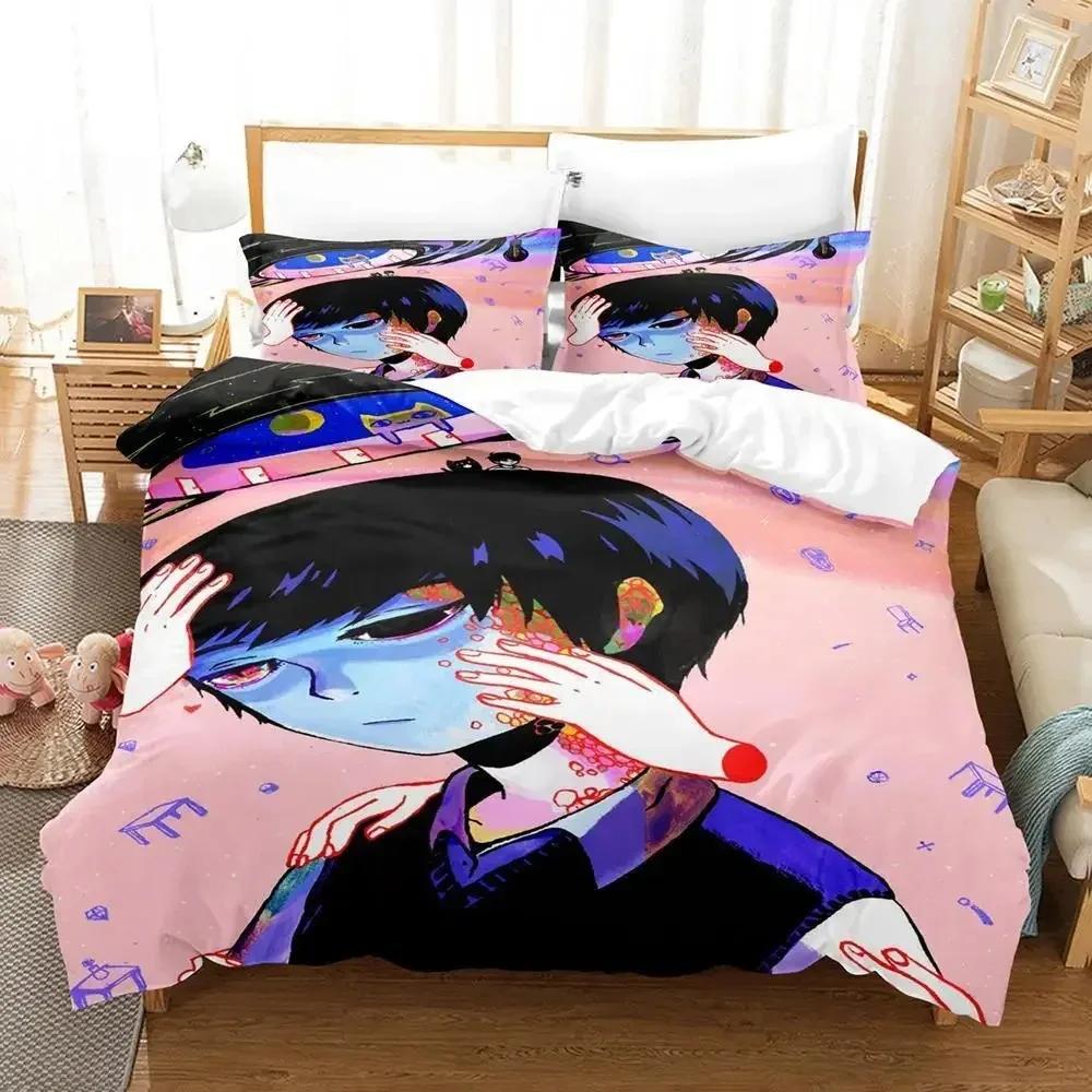 Přikrývka Kawaii Omori Povlečení Tištěná Sada Povlečení Na Postel Měkké Velikost Queen King Ložní Prádlo Domácí Anime Prostěradlo