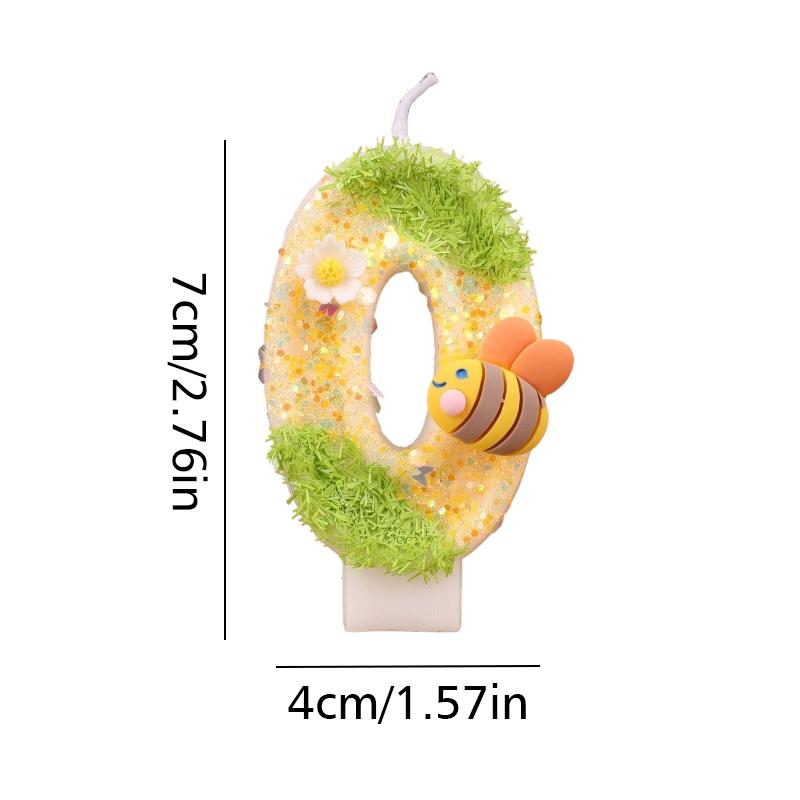 3D Bee Number Cake Decorating Candles Glitter Bees Digital Candles Cake Topper for Baby Shower Birthday Party Cake Decoration