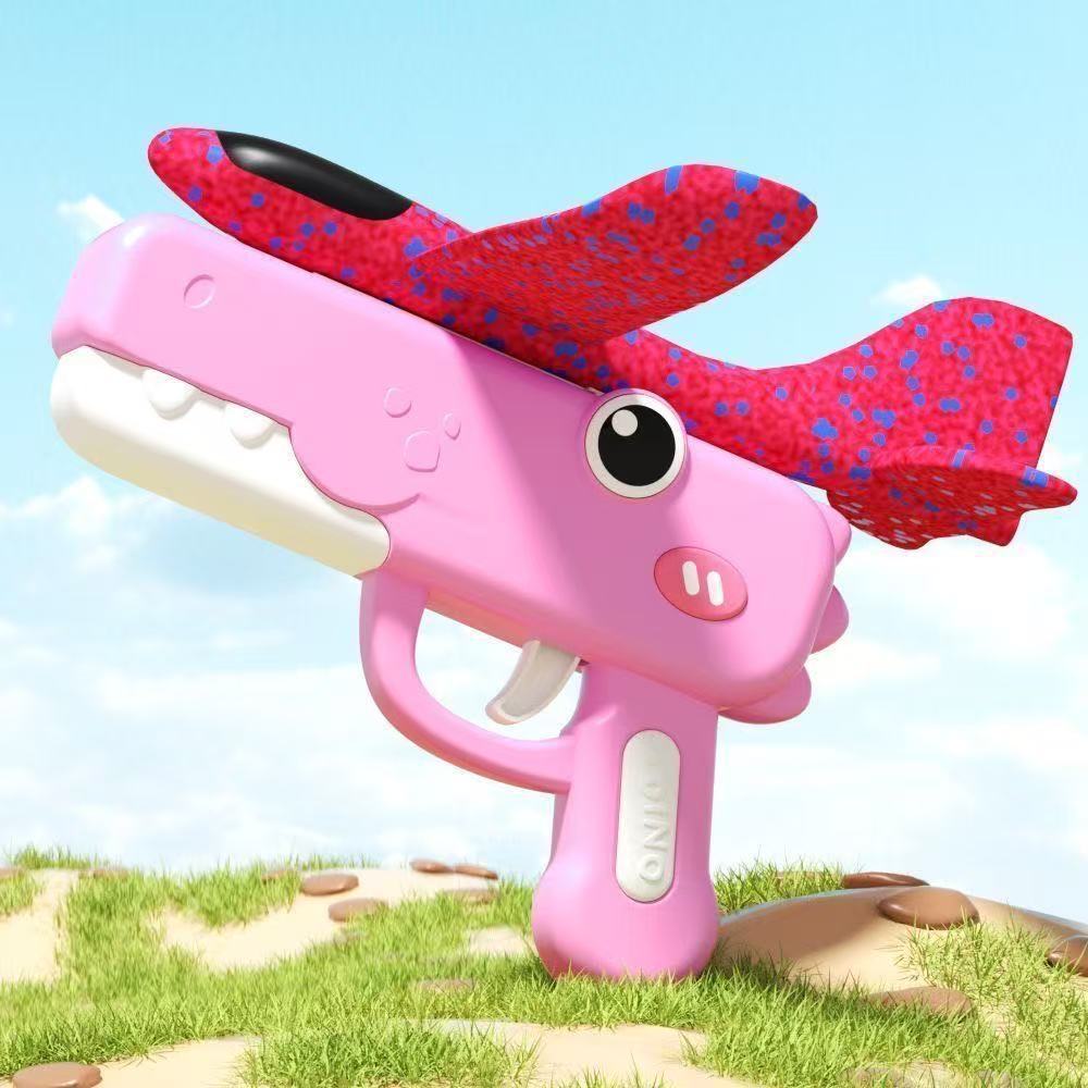 Kids Airplane Launcher Toy Gun Set Foam Plane Catapult Outdoor Backyard Interactive Game Easy To Operate Birthday Party