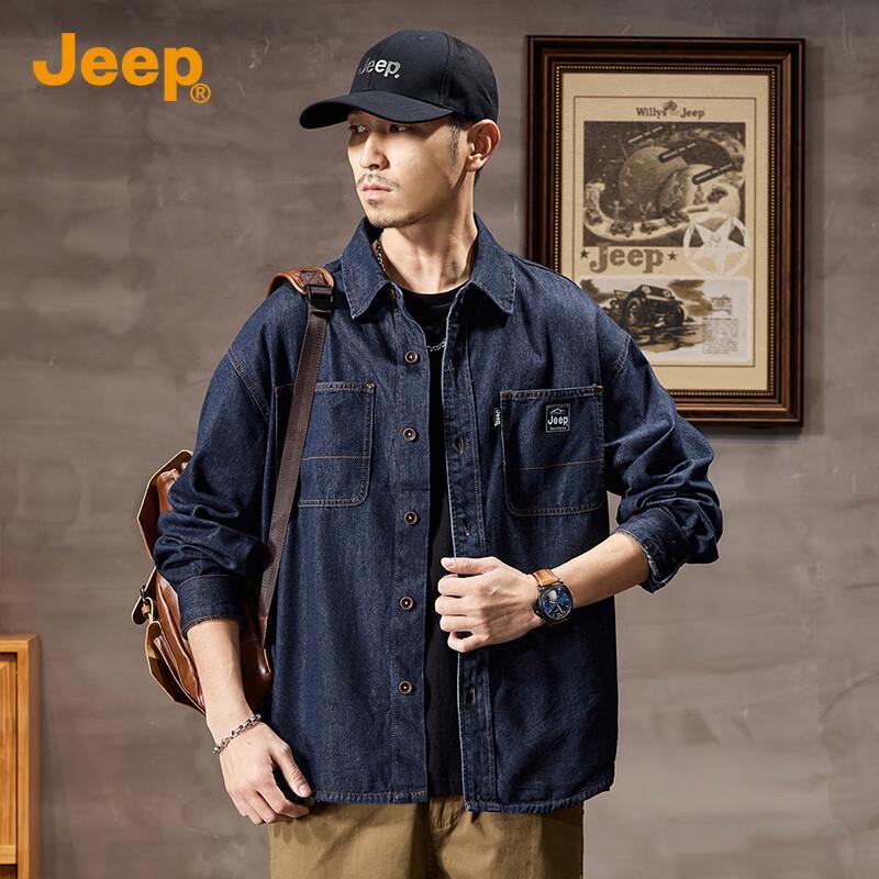 JEEP Men s Casual Denim Long-Sleeve Shirt 3XL