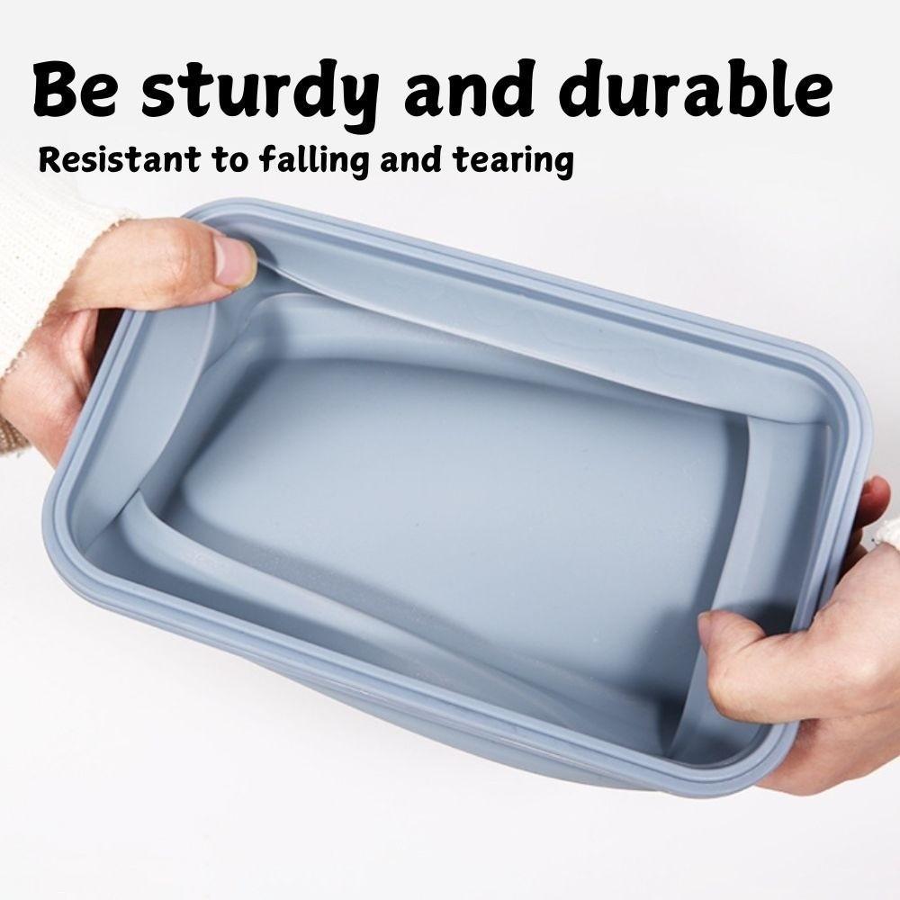 4pcs Large Capacity Silicone Lunch Box Rectangular Fresh Keeping Box Foldable Lunch Box  Adult