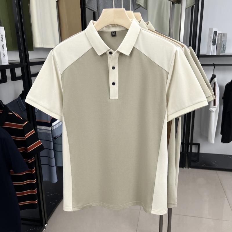 Light Luxury Brand Men's Short Sleeved Polo Shirt Summer New Collection Spliced Korean Style Lapel Design Trend Casual T-shirt
