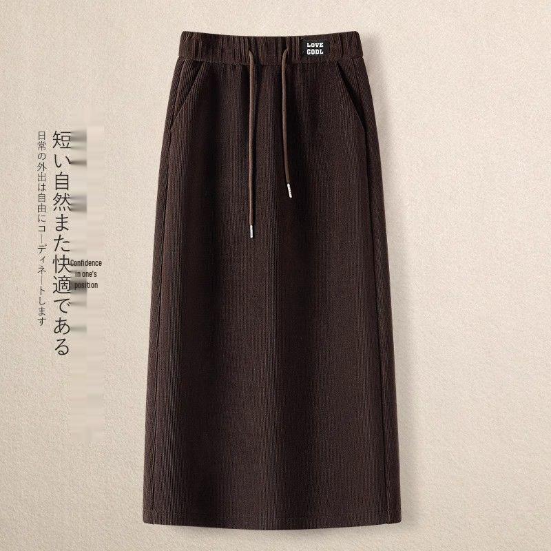 Gonna a pieghe A-line elastica con velluto interno, Autunno/Inverno 2025
