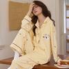 "Cute Dog Dachshund" ins cartoon spring and autumn striped pajamas women's cardigan long-sleeved loungewear autumn and winter suit