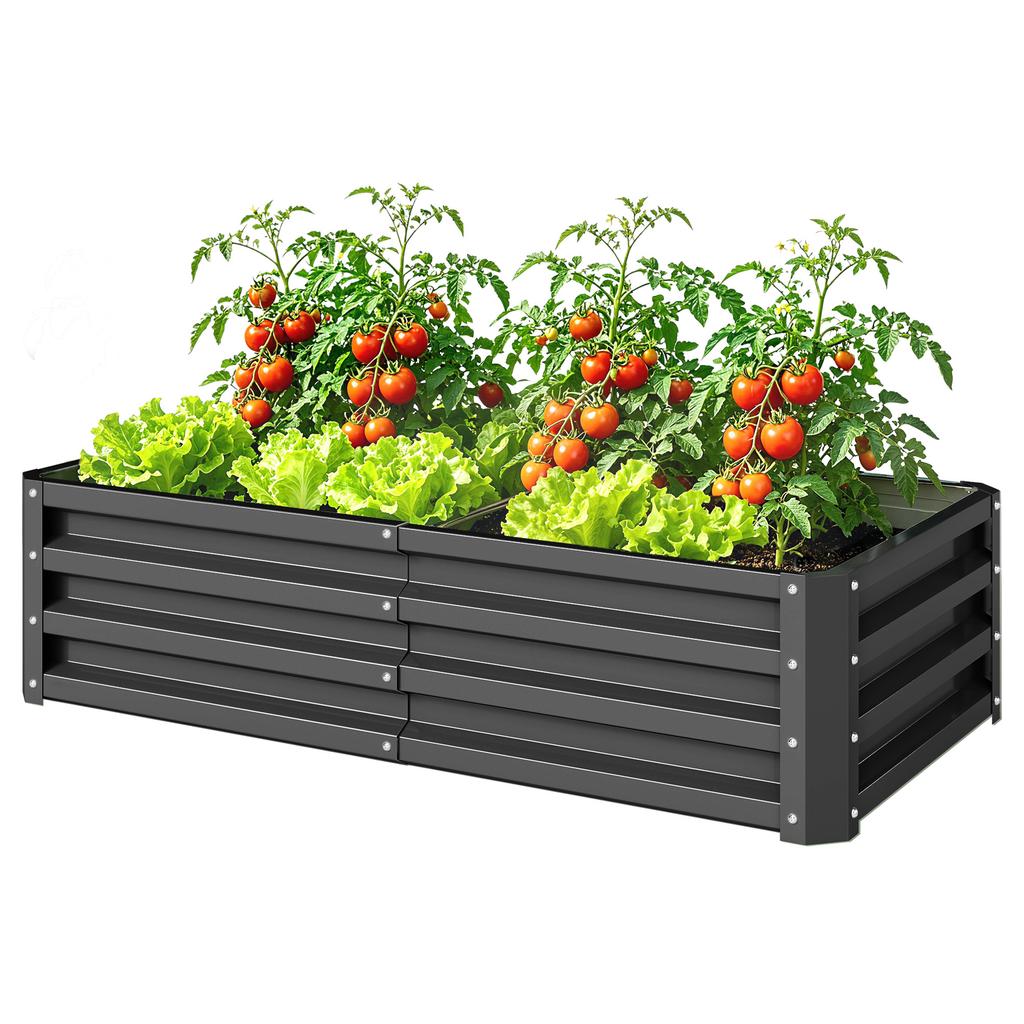 Raised Beds for Garden, Galvanized Outdoor Planters, for Herbs and Vegetables, Use for Patio, Backyard, Balcony, Grey