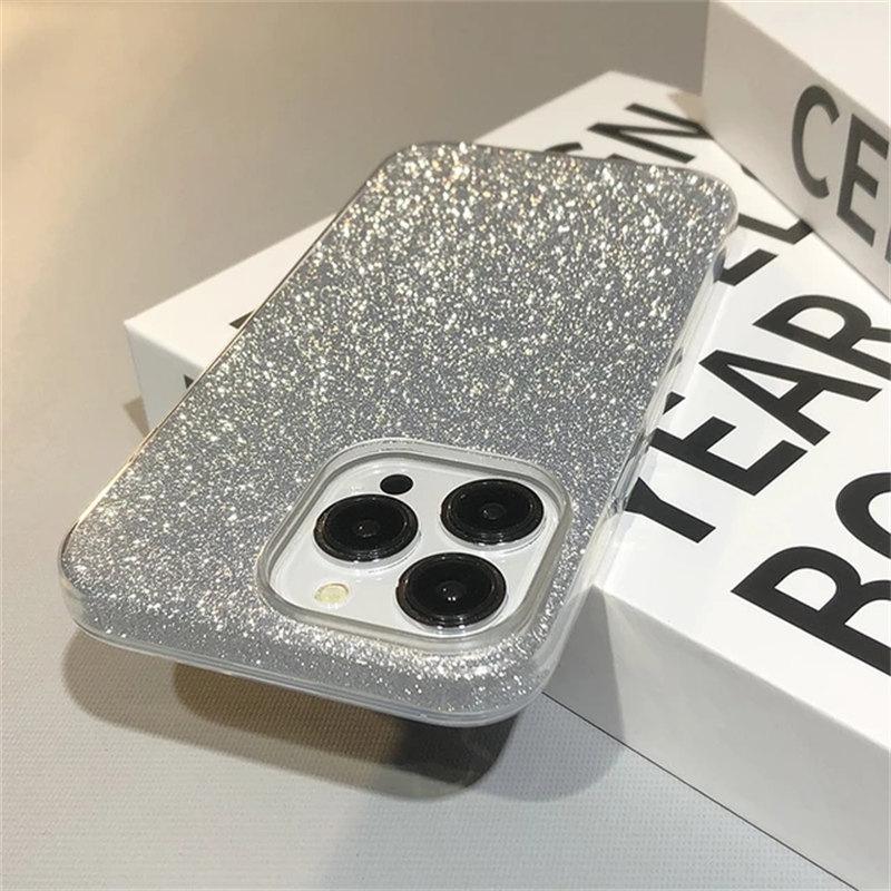 

Роскошный блестящий чехол для телефона iPhone 15 Pro Max 14 13 12 11 XR XS X 7 8 Plus SE Mini 6S, блестящий мягкий силиконовый чехол с градиентом iPhone XR серебряный