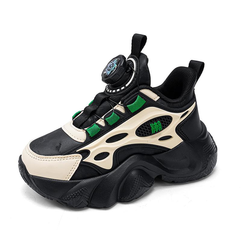 

Детские кроссовки Rotary Buckle, новая всесезонная обувь для мальчиков и девочек, легкие туфли на плоской подошве с мягкой подошвой, универсальная прочная повседневная обувь 29-39 29 зелёный