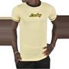DeepSEA Slim Fit Lycra Striped Collar and Striped Sleeves Lucky Text T-Shirt 2403201