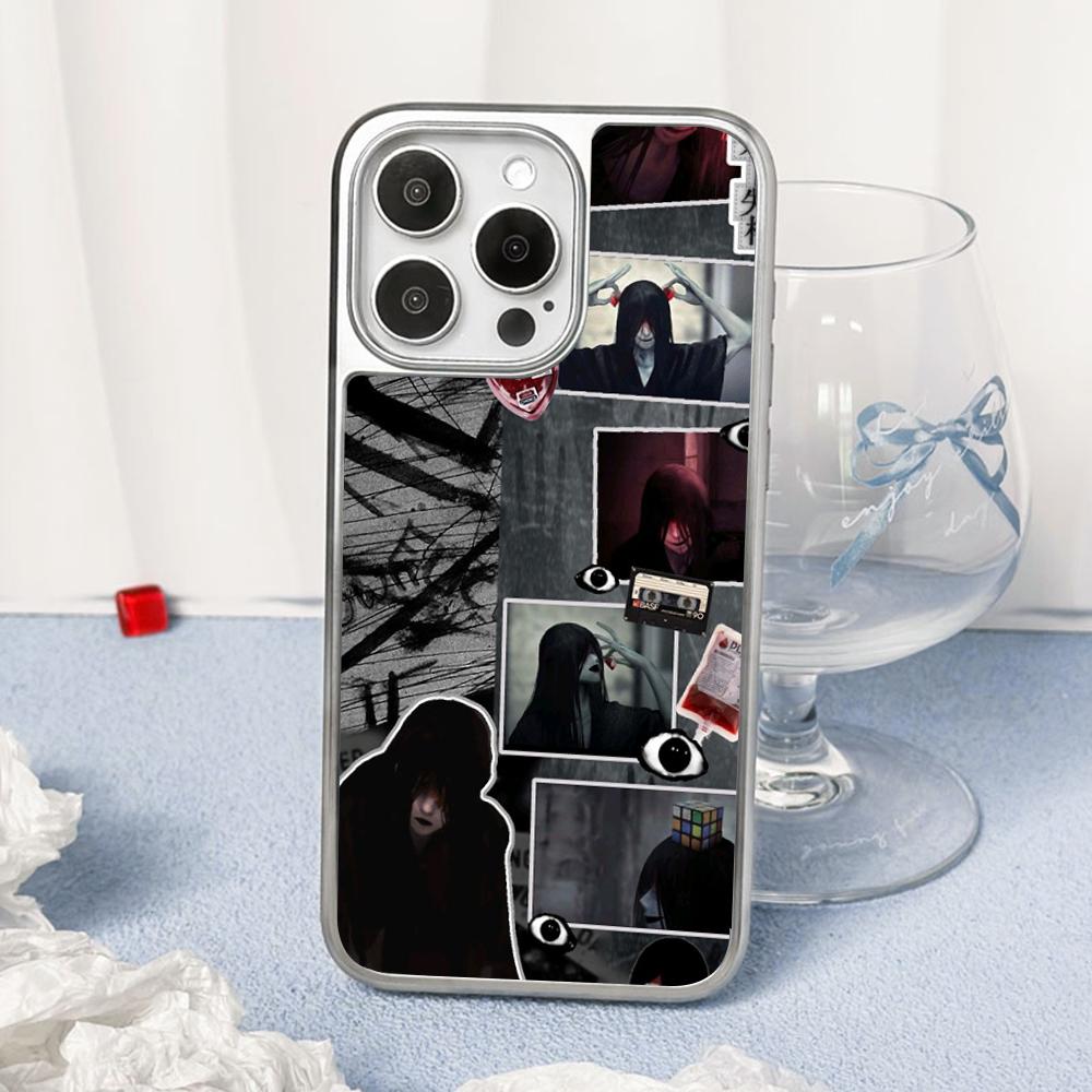 H-homi-cipher Crawling Anime Man Phone Case for iPhone 16 15 14 13 12 11 Pro Max Sheepskin Silver-edged Protective Case