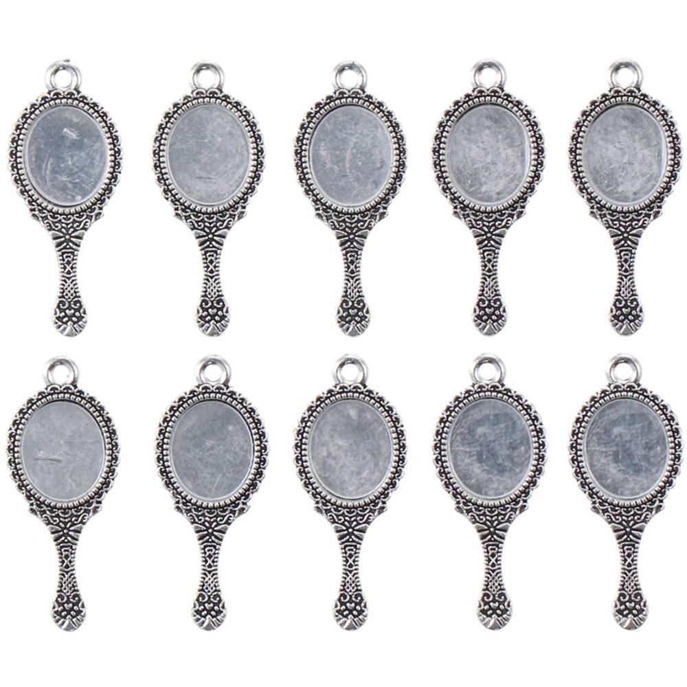 10pcs Mirror Mirror Pendant Charms 34x14mm Antique Silver Charms Alloy Pendant Charms  Necklace