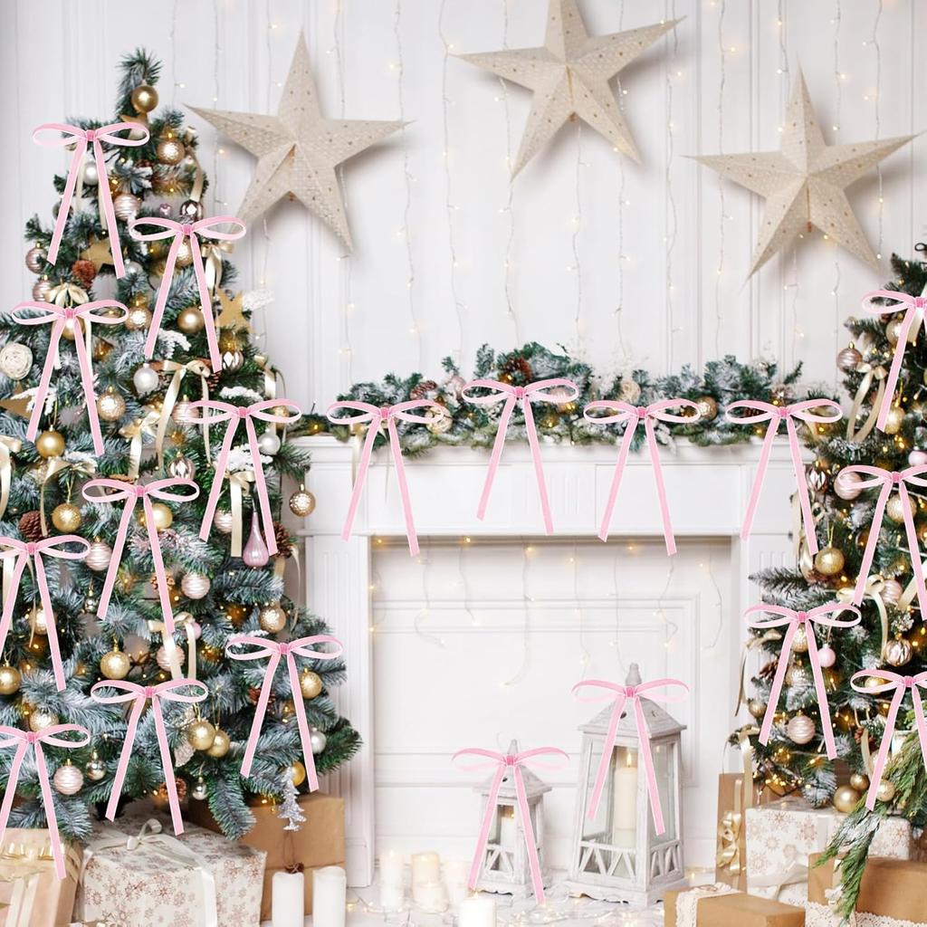 36 Pcs Christmas Velvet Bows Vintage Rustic Xmas Tree Velvet Ribbon for Wreath Fireplace Garland Home Decor Indoor Outdoor