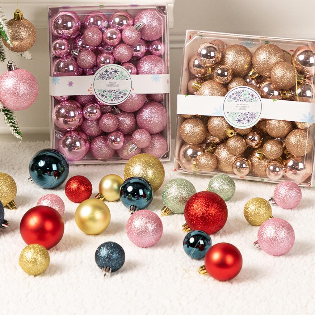 44PCS High-quality Plastic Christmas Ball Set 3cm 4cm 5cm Xmas Ornament Ball Suspensable Xmas Baubles Home