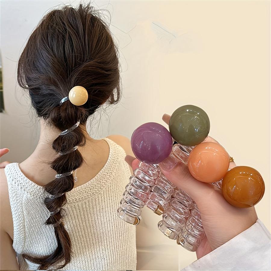 Chic Japanese-Inspired Spiral Hair Tie - Acrylic, Cute & Sweet Ponytail Holder for Women and Girls