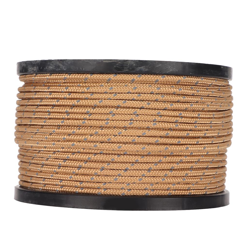 Camping Tent Rope 50 Meters High Density Anti UV Wear Resistant Khaki Reflective Outdoor Camping Rope
