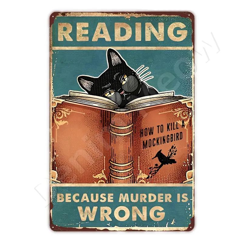 Vintage Metal Sign, That's What I Do I Play Guitar, Dancing Cat, Black Cat, Funny Tin Sign, Rustic Bar, Cafe, Home Decor Gift