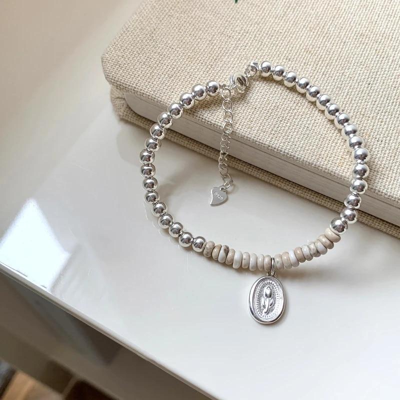 VENTFILLE Bracelet en argent sterling 925 avec perles et nœuds en bambou pour femme et fille, bijoux coréens simples, cadeau d'anniversaire, livraison directe