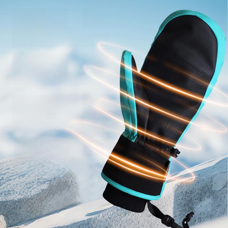 Mănuși de schi de iarnă impermeabile, rezistente la uzură – Calde, rezistente la frig cu design cu cinci degete și căptușeală