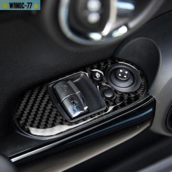 For BMW Mini Cooper F56 2014-20 Carbon Fiber Car Window Switch Panel Cover Trim