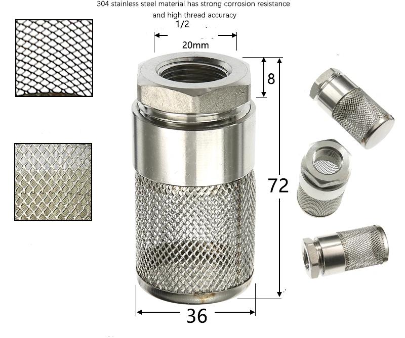 304Stainless Steel Female Thread Filter Agriculture Irrigation Mesh Filter Water Pump Hose Mesh Filter Aquarium Fish Tank Filter