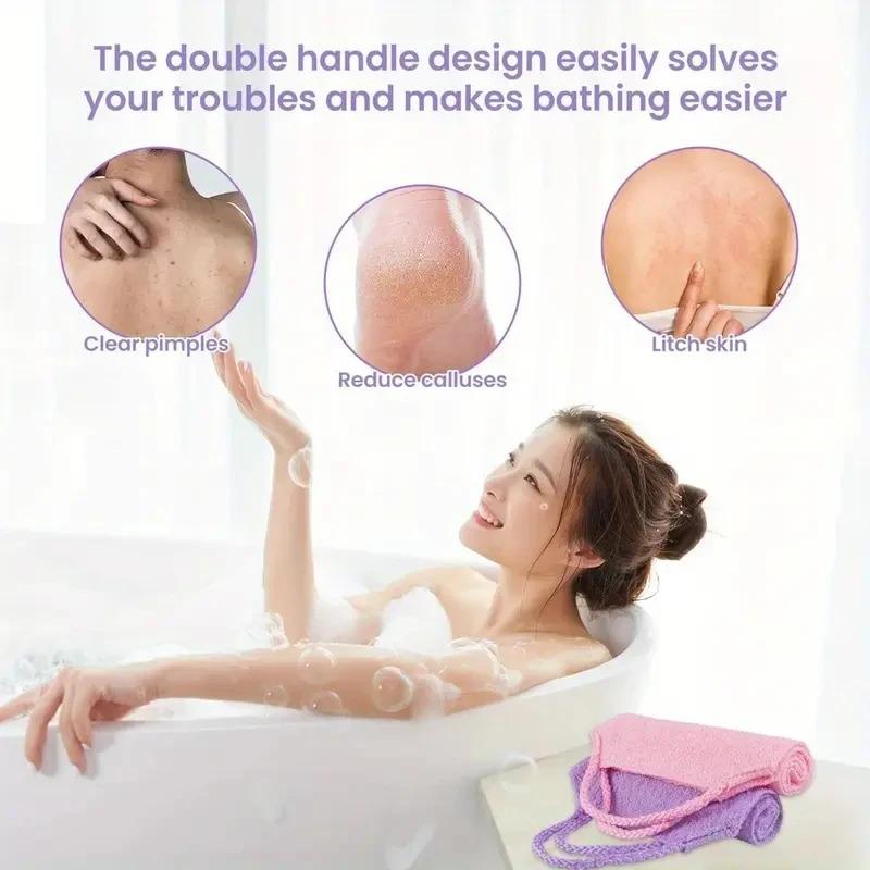 Exfoliating Back Scrub Towel Double-Sided High Elasticity Exfoliator Body Scrub Towels Bathing Massage Wash Brush Bath Tools