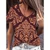 Fashion Women's V-neck T-shirt Summer Outdoor Street Trend Short-sleeved Blouse Floral Print Pattern Loose Clothing