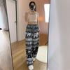 Elephant Pants Women Men Unisex Premium Japanese Silk Print Thailand Casual Streetwear Beach  Bohemian Retro Vintage Adjustable Rope Loose Legs