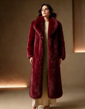 Thickened warm imitation fox fur long loose coat high-end jacket fashionable winter women's clothing