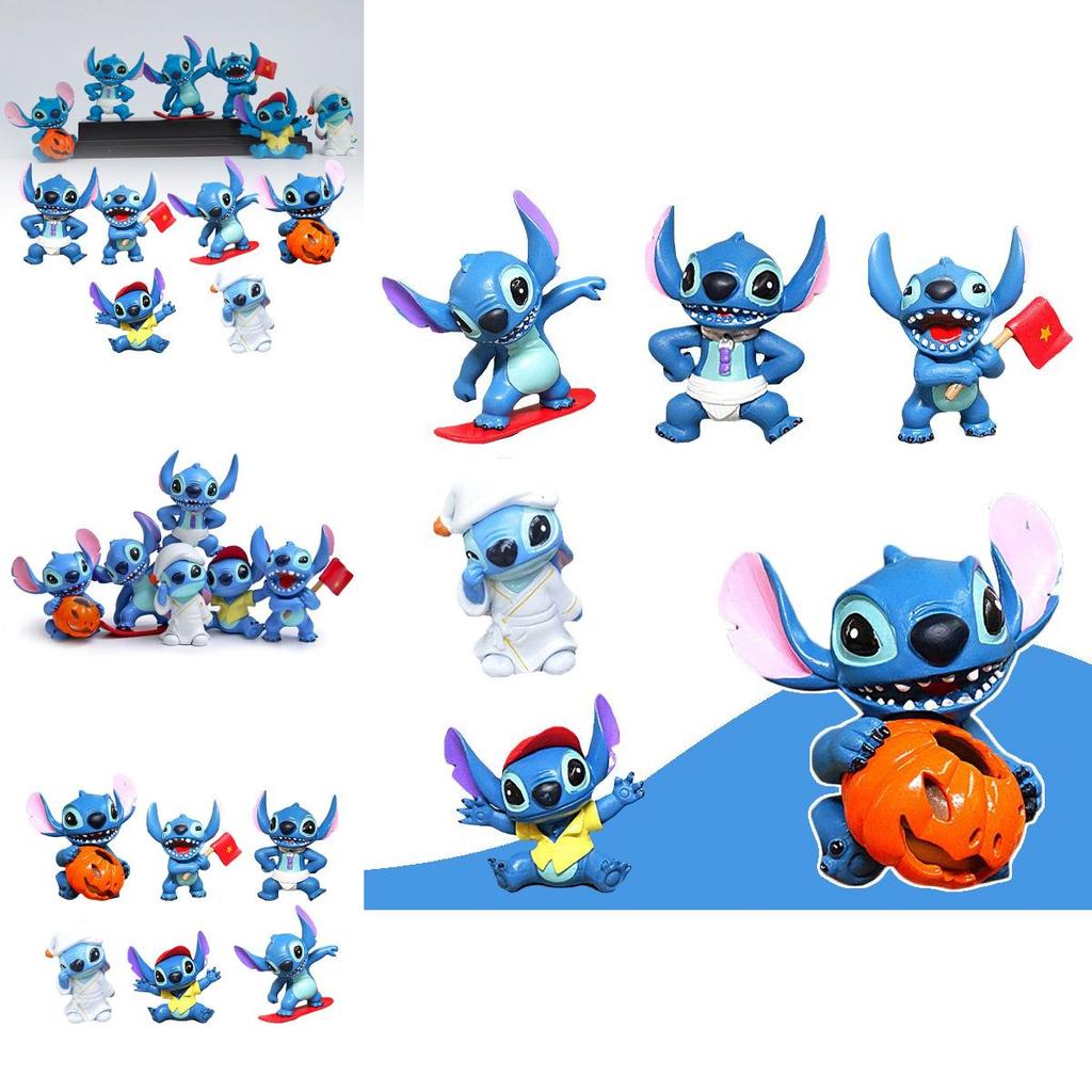 Conjunto Espetacular de 6 Peças de Enfeites de Carro de Halloween do Stitch Para Festas Infantis
