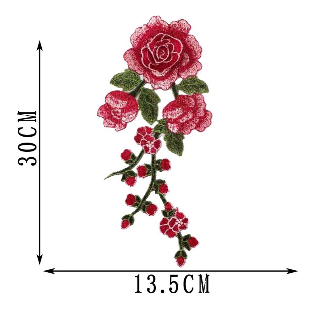 1 Pair Red Rose Flower Patch Multi-color Sew On Patch Floral Patches  Crafts Clothing Accessories