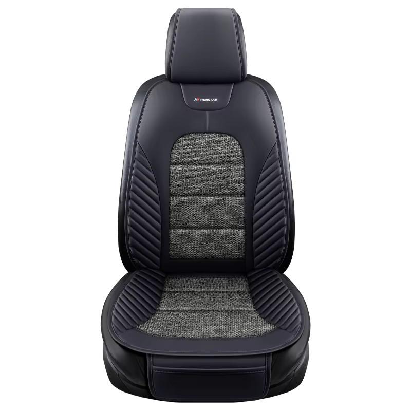 1pc All-Season Universal Car Seat Cushion – Breathable Nappa Leather & Linen-Texture Fabric, Fit for Most Cars, SUVs, and Trucks
