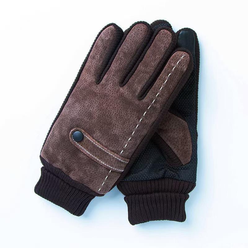 

Утепленные перчатки из флиса и кожи Зимой Все пальцы для мужских видов спорта Велоспорт Защита от холода Защита от ветра Теплые Сенсорные Электромобиль Лыжи average size