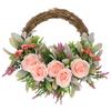 40cm Spring Wreath with Rabbit Ears & Fake Roses Plastic Vine Wall Decor for Home