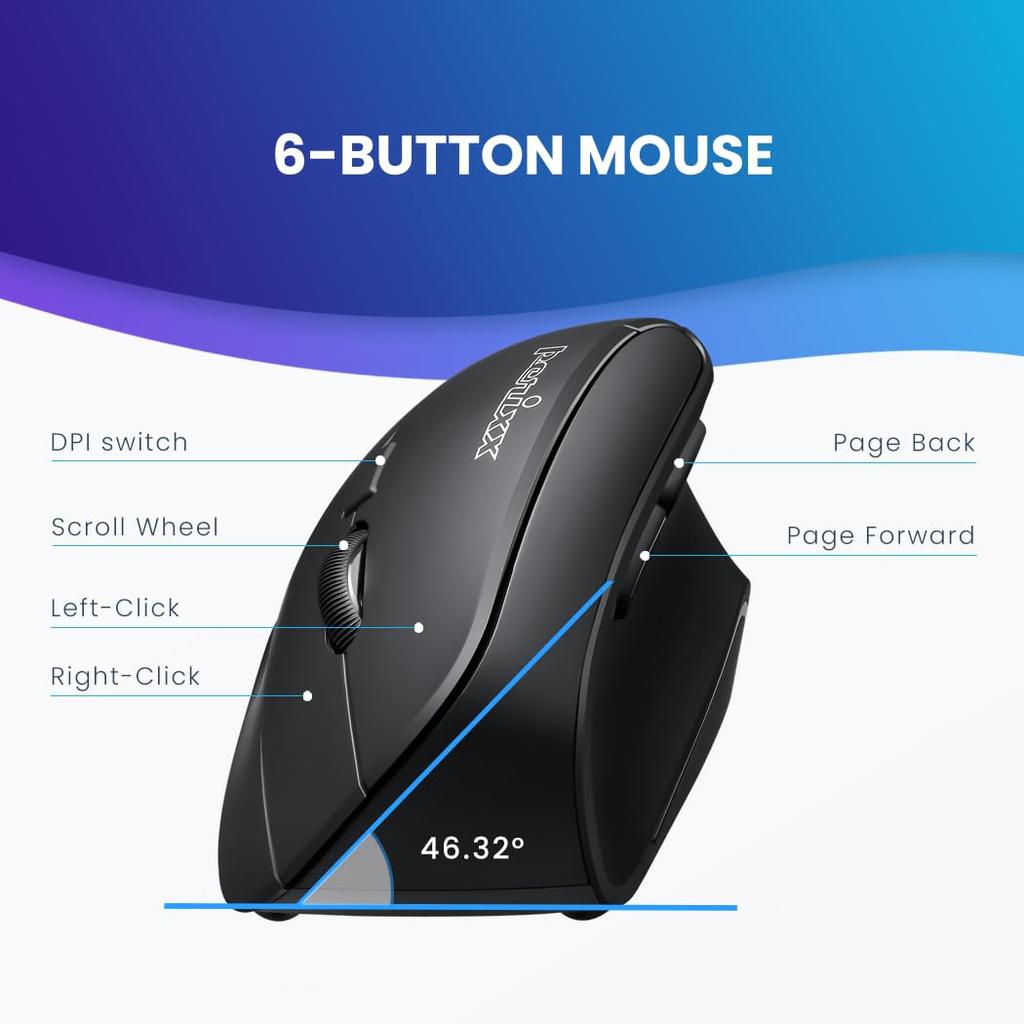 Perixx Ergonomic Mouse Vertical USB Ergonomic Design PERIMICE-715II Right-handed (Wireless)