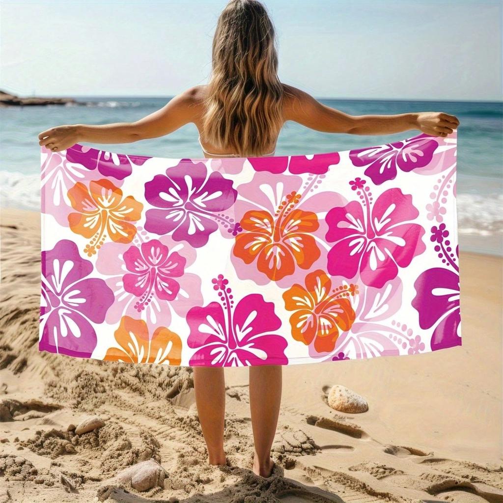 Vibrant Blooms Bath Sheet Exotic Flower Print Bold Colors Lightweight Portable Ideal Gift For Beach Lovers Or Seaside Picnic Use