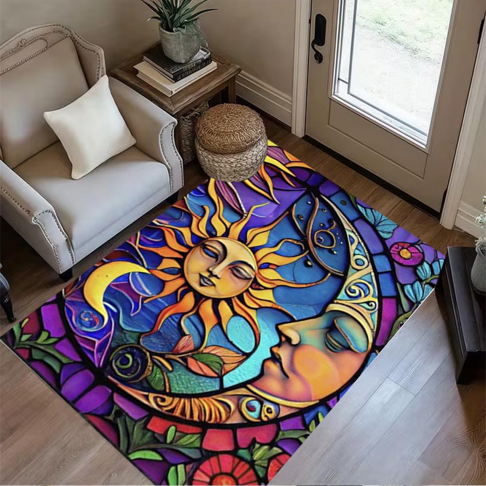 Sun and Moon Design Rug Home Carpet Non Slip Office Decor Gift Living Room Bedroom