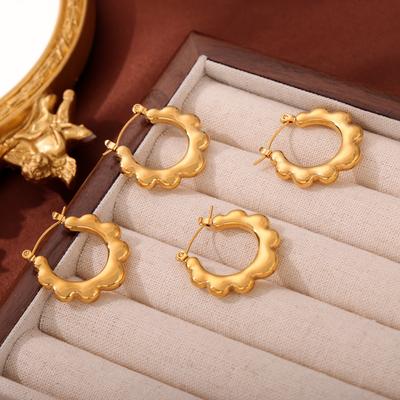 New Fresh And Simple Personality Fashion Versatile Titanium Steel Gold-Plated Sun Lace Earrings Jewelry Women'S
