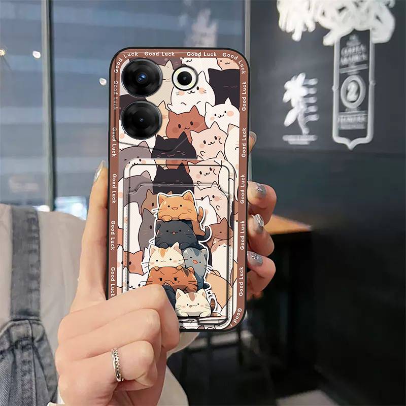 Durable Silicone Phone Case For Tecno Camon20 Pro 5G/CK8n Waterproof Cute Card sleeve Anti-dust protective Anti-knock